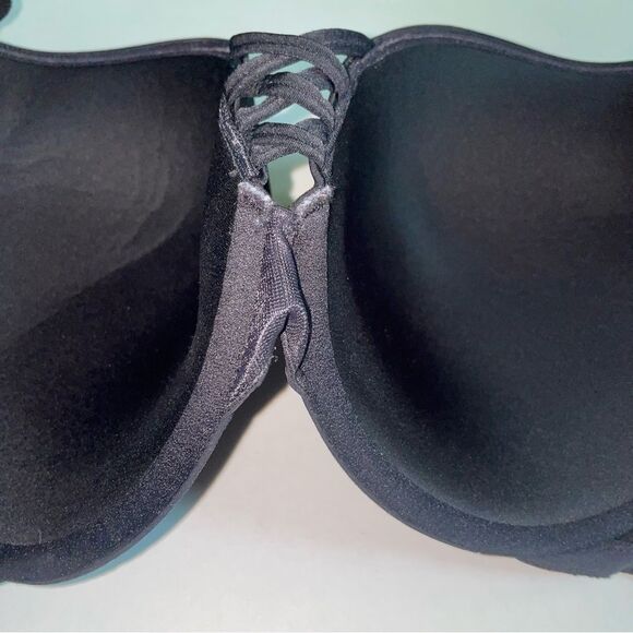 Torrid Curve 42DD Bra 360 Back Smoothing Push Up Plunge Black Lace Up - Picture 5 of 5